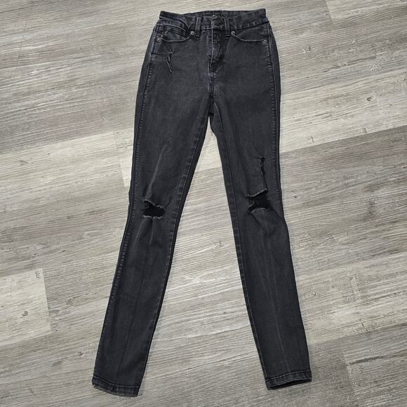 Arizona Jean Co Hi Rise Curvy Skinny Black Distressed Jeans - Picture 6 of 6